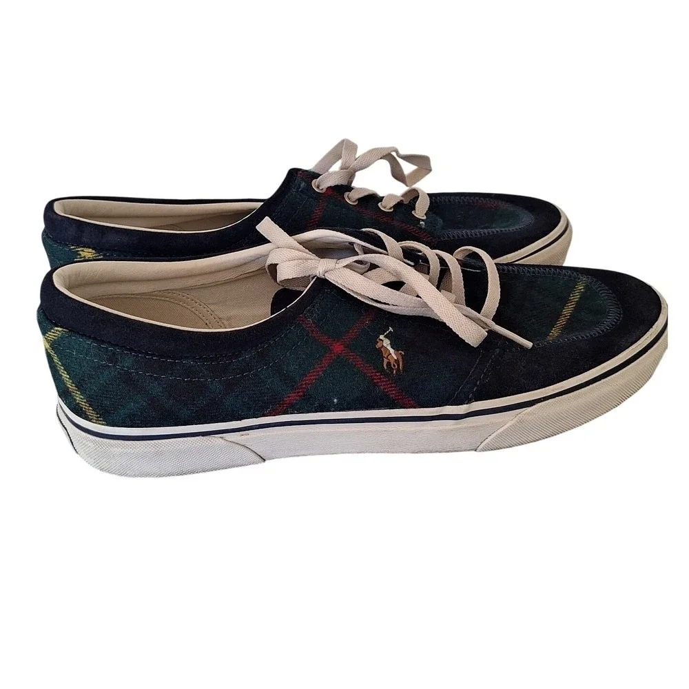 POLO Ralph Lauren Shoes Mens SIZE‎ 12 Faxon X Wool Plaid Suede Leather